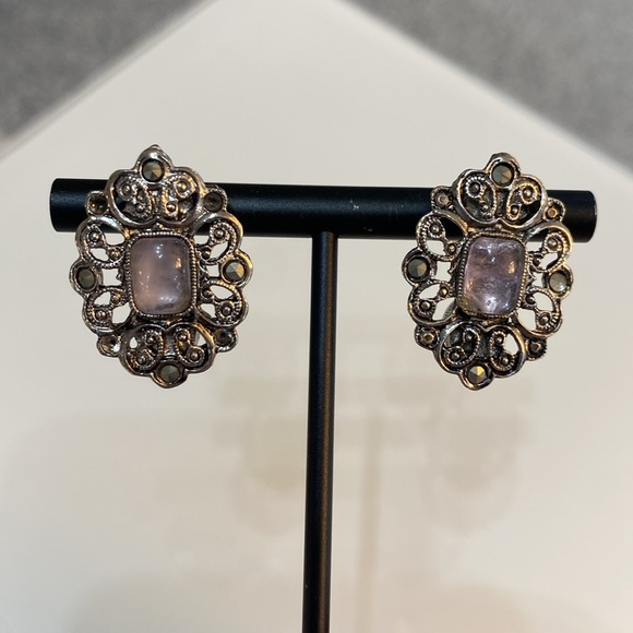 Elegant Silver tone and Purple Earrings - Picture 5 of 5